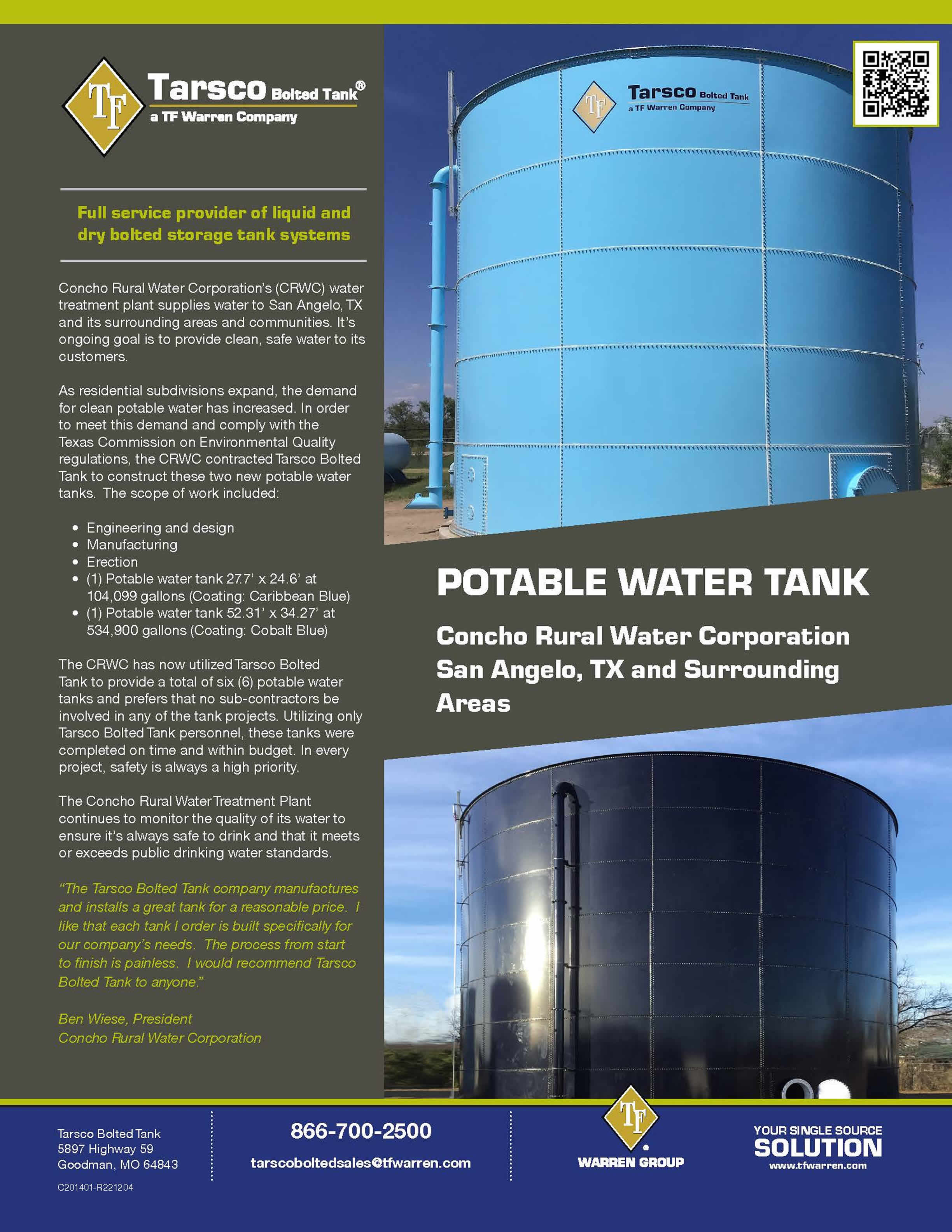 Potable Water Tank, San Angelo, TX